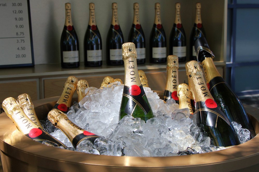 Bottles of Moet and Chandon Champagne on Ice