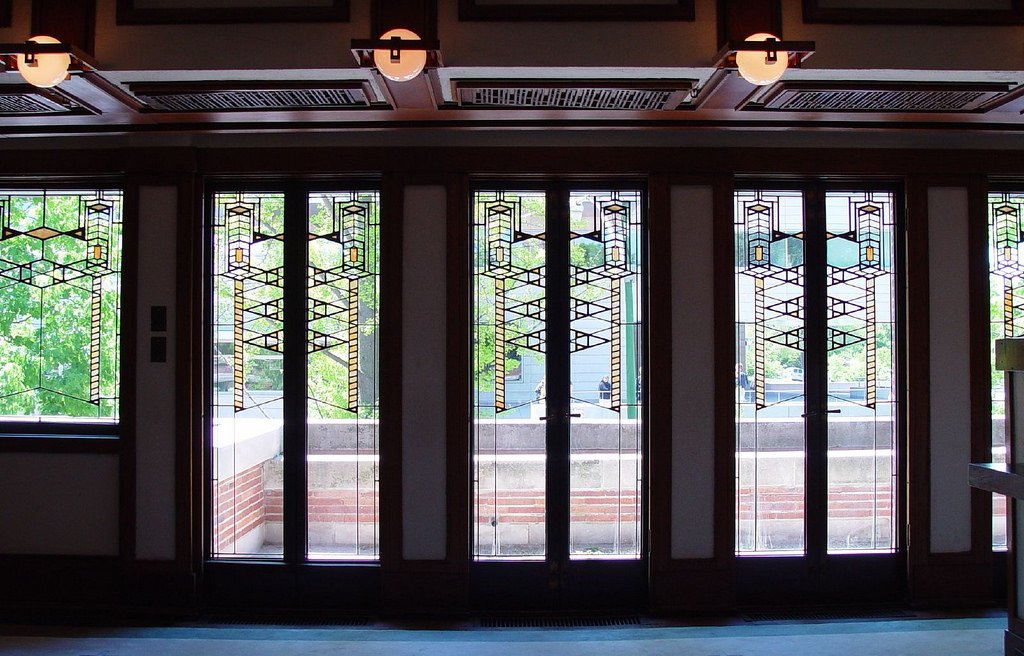 Leaded glass windows at Robie House