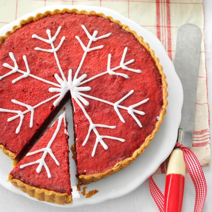 Raspberry Red Bakewell Tart Find ideas for incredible Christmas desserts that look as good as they taste.